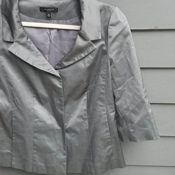 Ann Taylor Shiny Gray Jacket size 10 - Picture 7 of 11